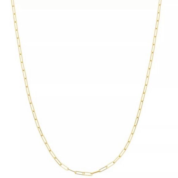 Paperclip Chain necklace 14k solid gold Necklace 20” inches perfect gift - Picture 1 of 15
